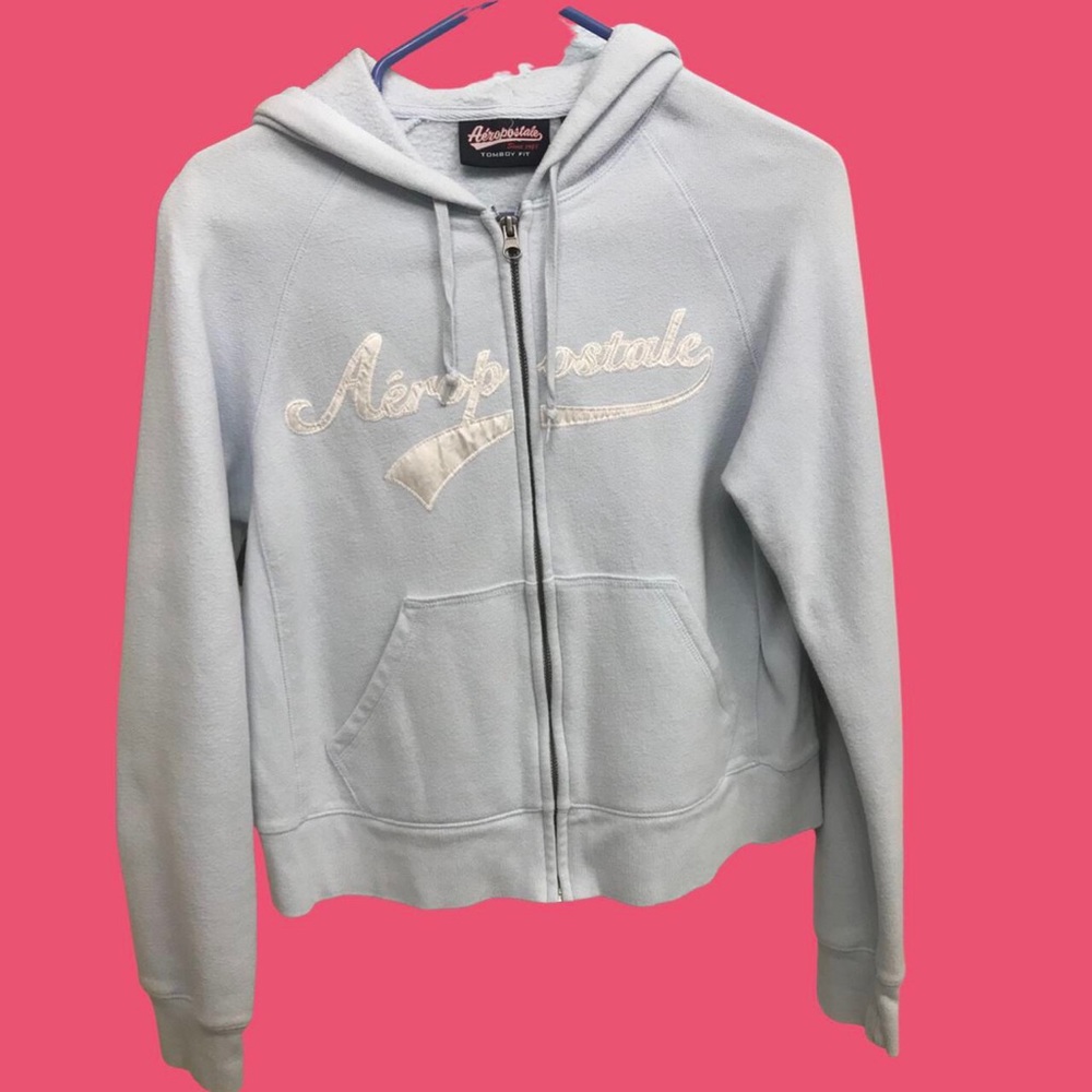 y2k Aeropostale baby blue zip up hoodie ✨ GUC.